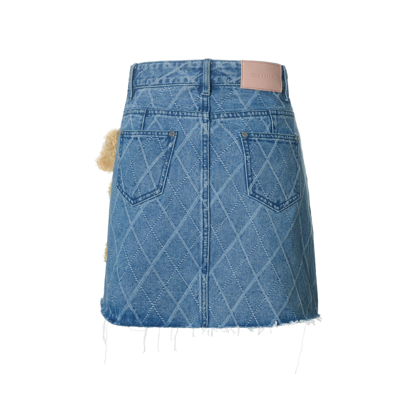 13DE MARZO Bear Diamond Check Denim Skirt