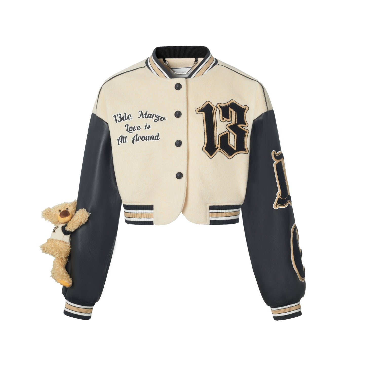 13DE MARZO Vintage Short Baseball Jacket