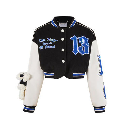 13DE MARZO Vintage Short Baseball Jacket