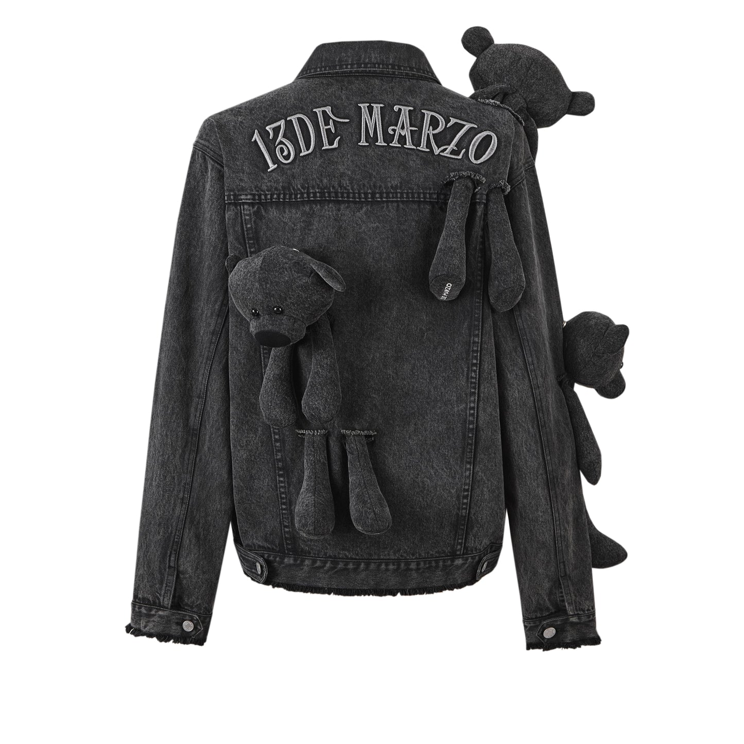 13DE MARZO Multiple Stuffed Bear Denim Jacket