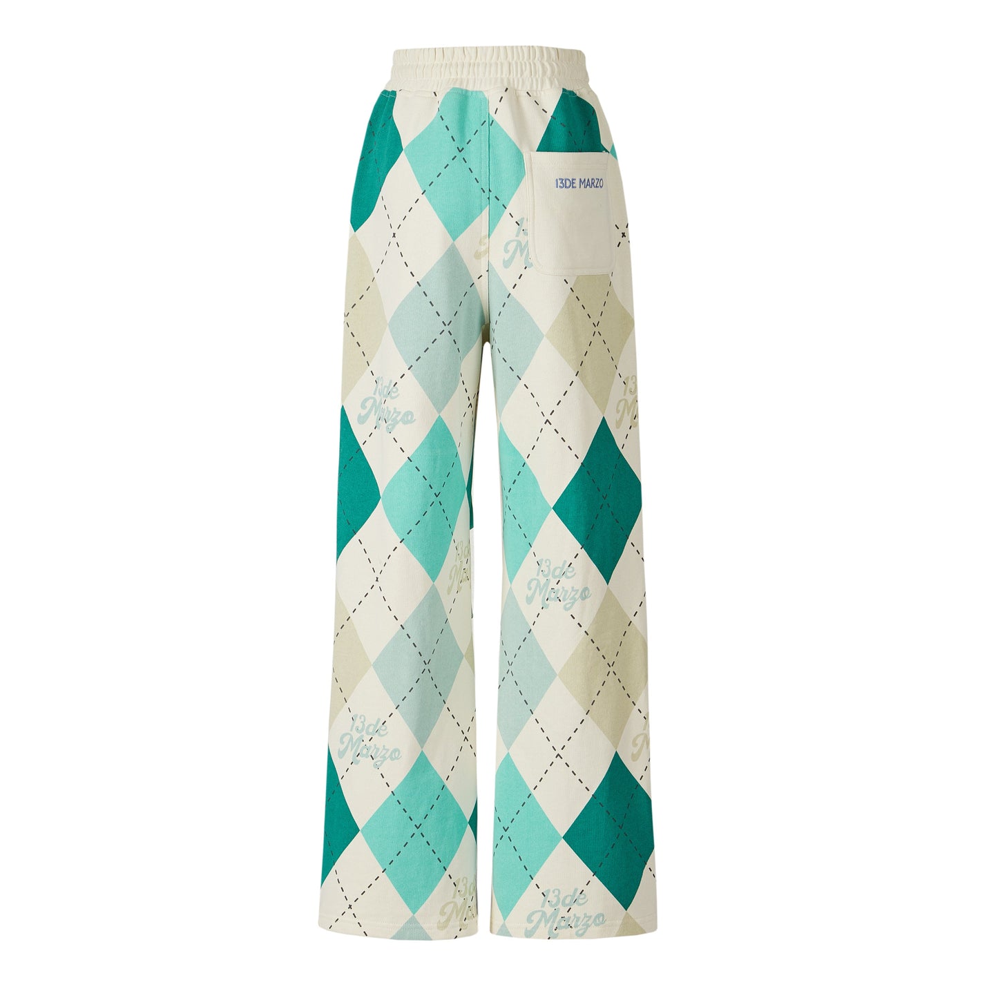 13DE MARZO Bunny Vintage Diamond Pattern Pants