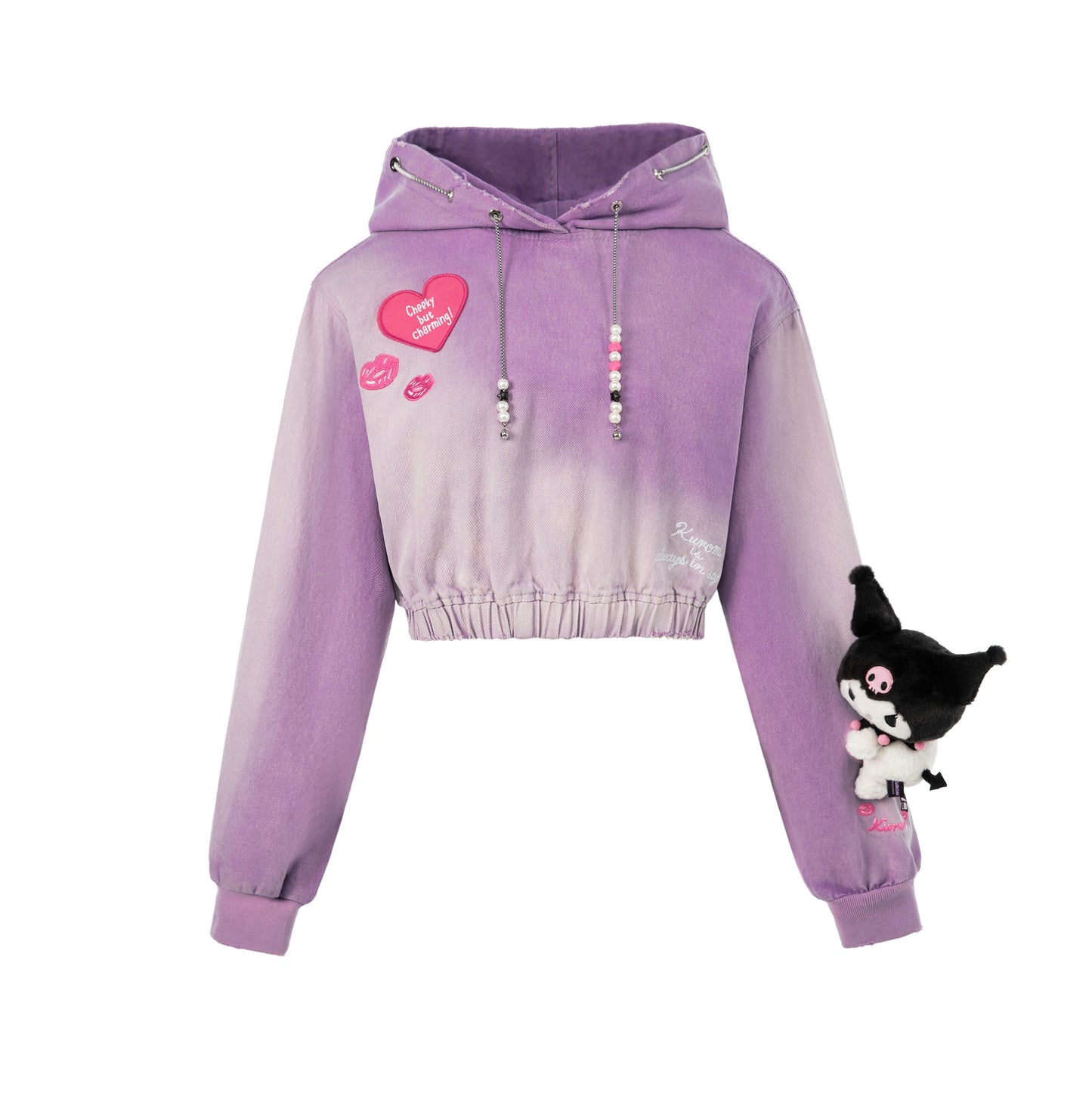 13DE MARZO Kuromi Bear String Washed Hoodie