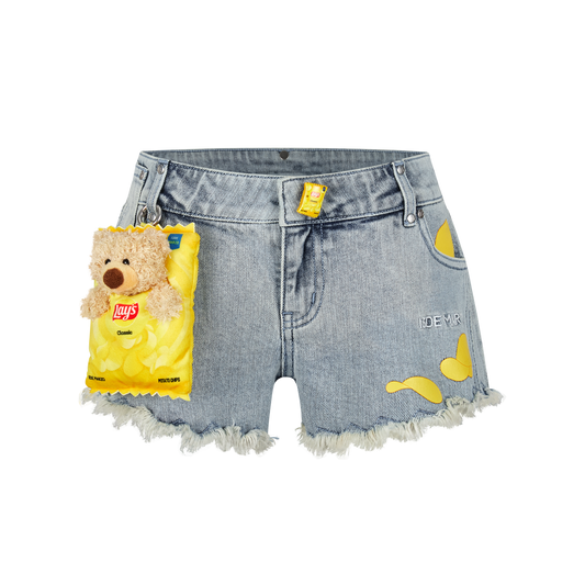 13DE MARZO Lay's Bear Washed Denim Shorts