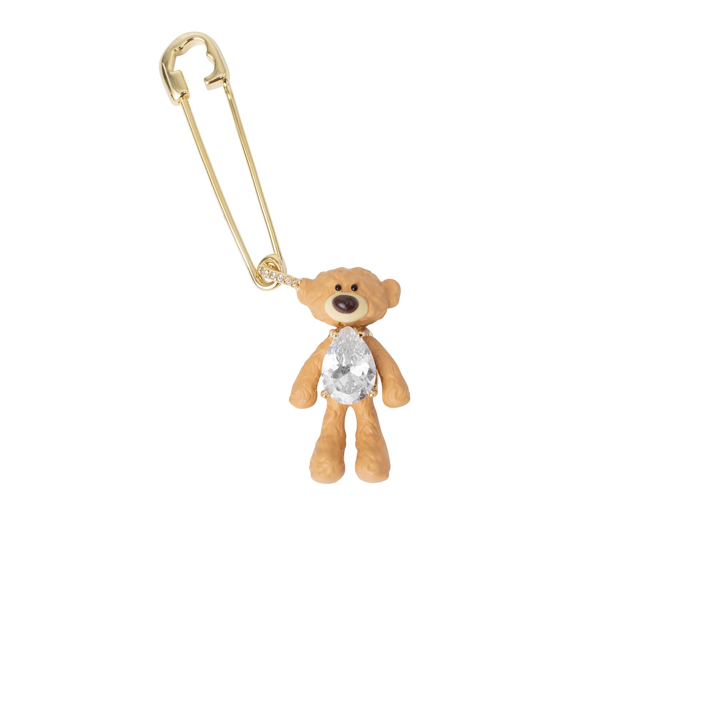 13DE MARZO Zirconia Bear Pendant Ear Pin