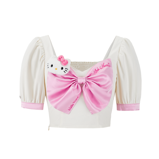 13DE MARZO Hello Kity Bowknot Puff Top