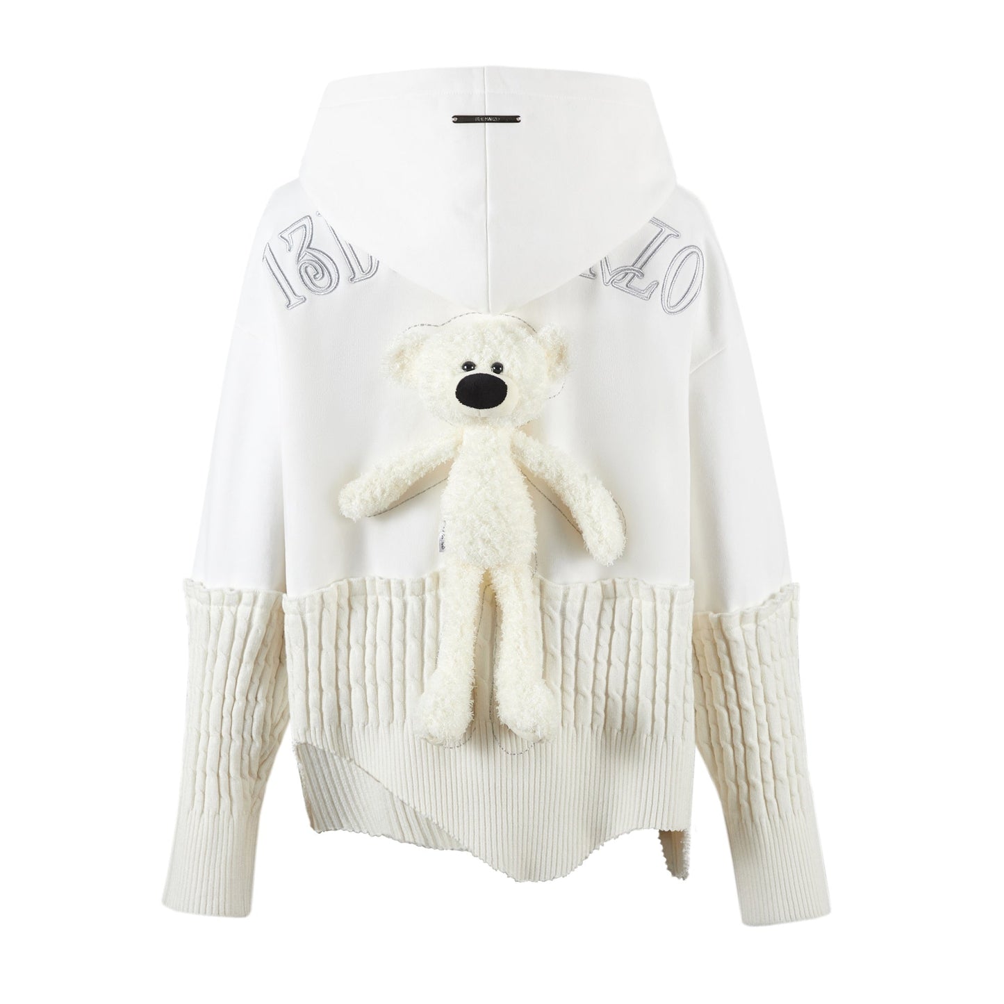 13DE MARZO Bear Knit Patch Hoodie