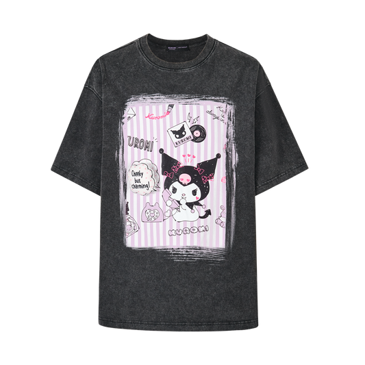 13DE MARZO Kuromi Bear Painting T-shirt