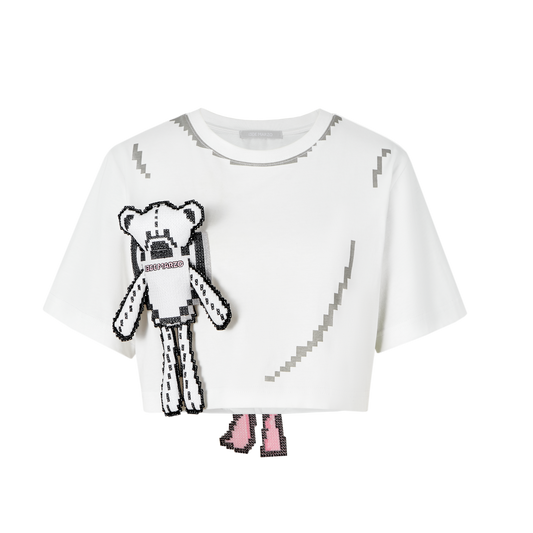 13DE MARZO 2D Pixel Bear Bow Back Tee