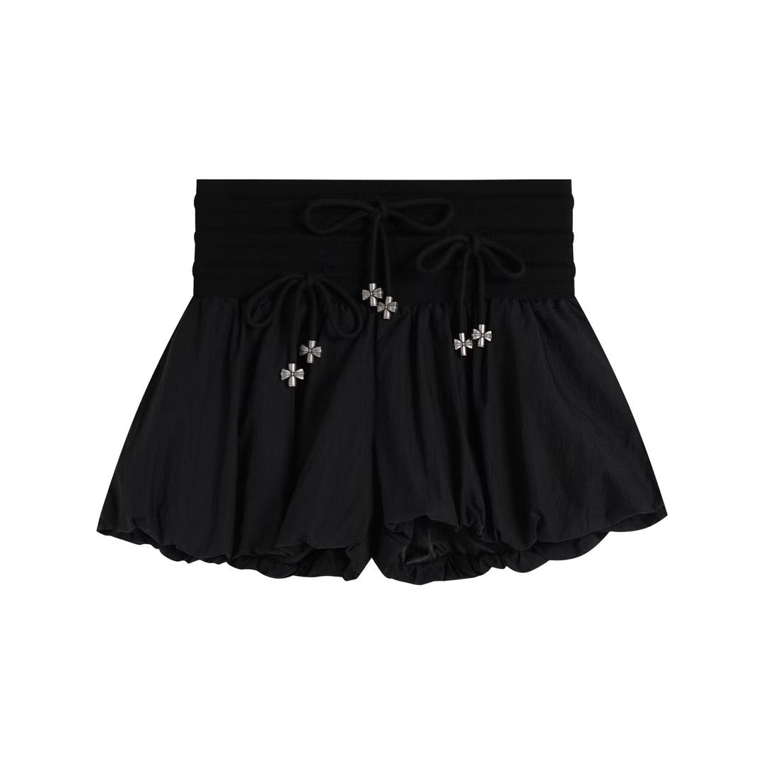 yj1ngzyzj High-Waisted Bow Pantskirt In Taupe Black