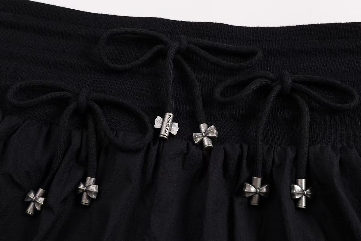 yj1ngzyzj High-Waisted Bow Pantskirt In Taupe Black