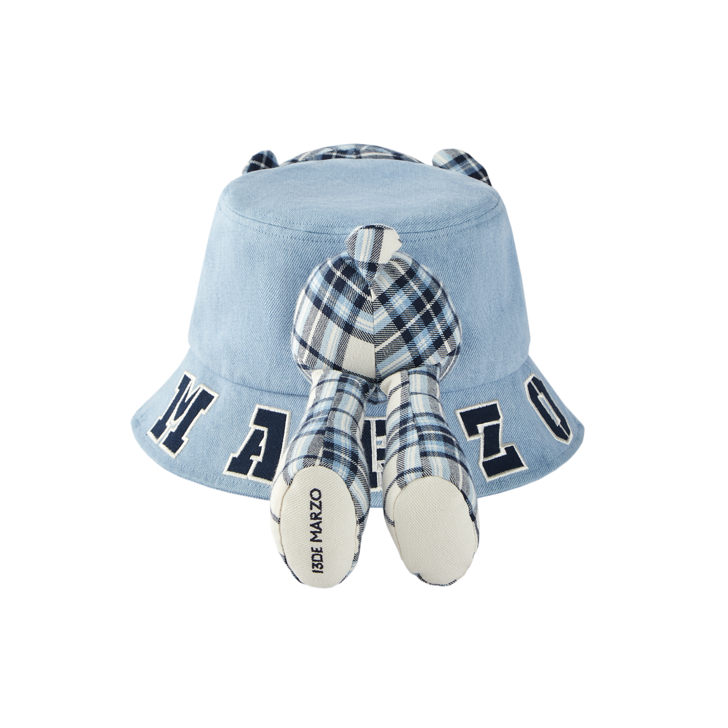 13DE MARZO Bear In Wormhole Denim Bucket Hat