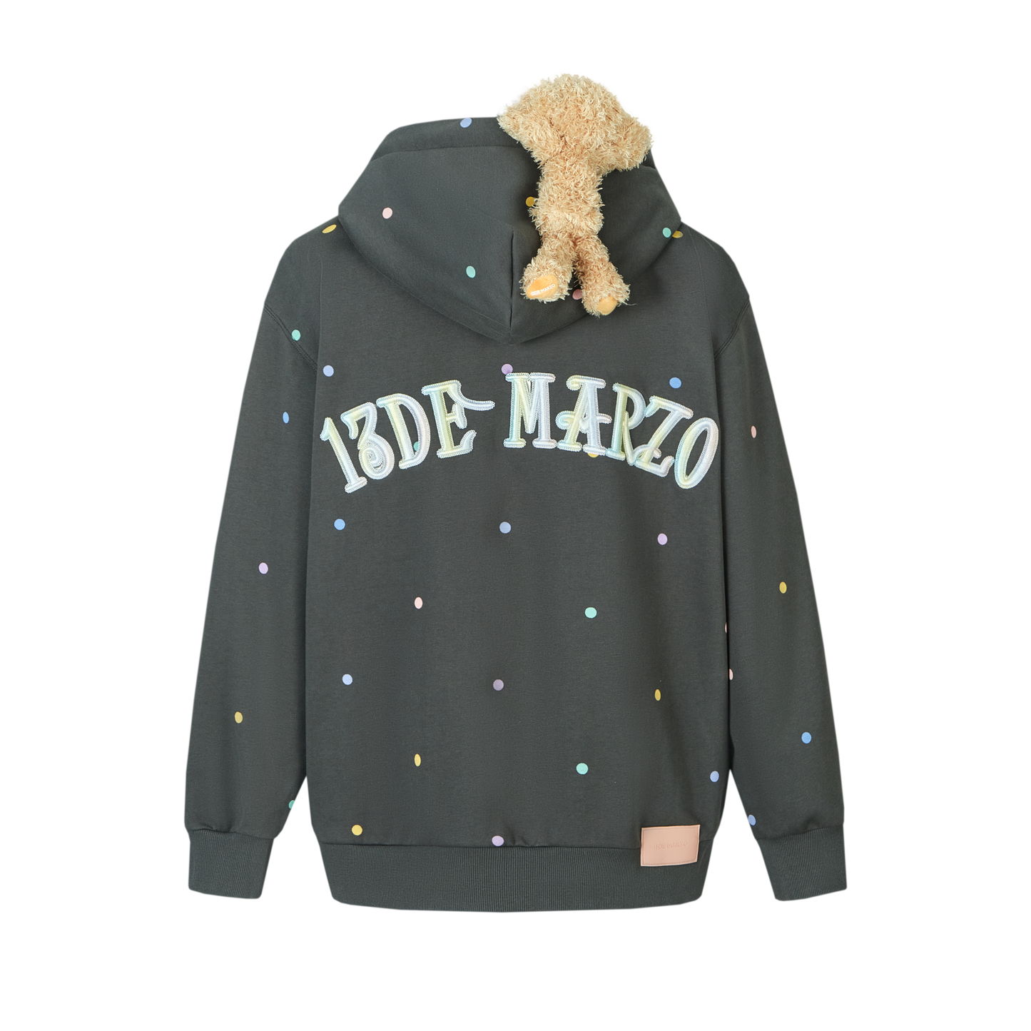 13DE MARZO Bear Colorful Dots Zip Hoodie