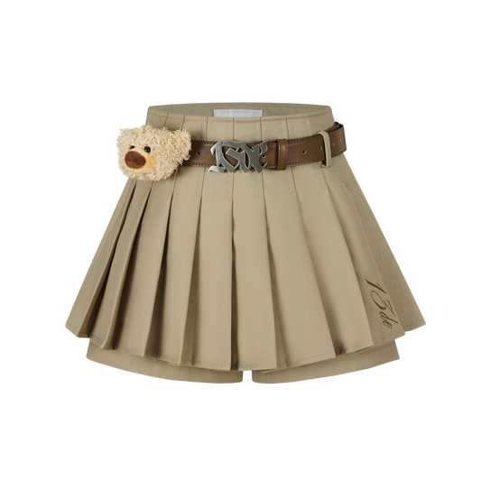 13DE MARZO High Waist Belt Pleated Skirt