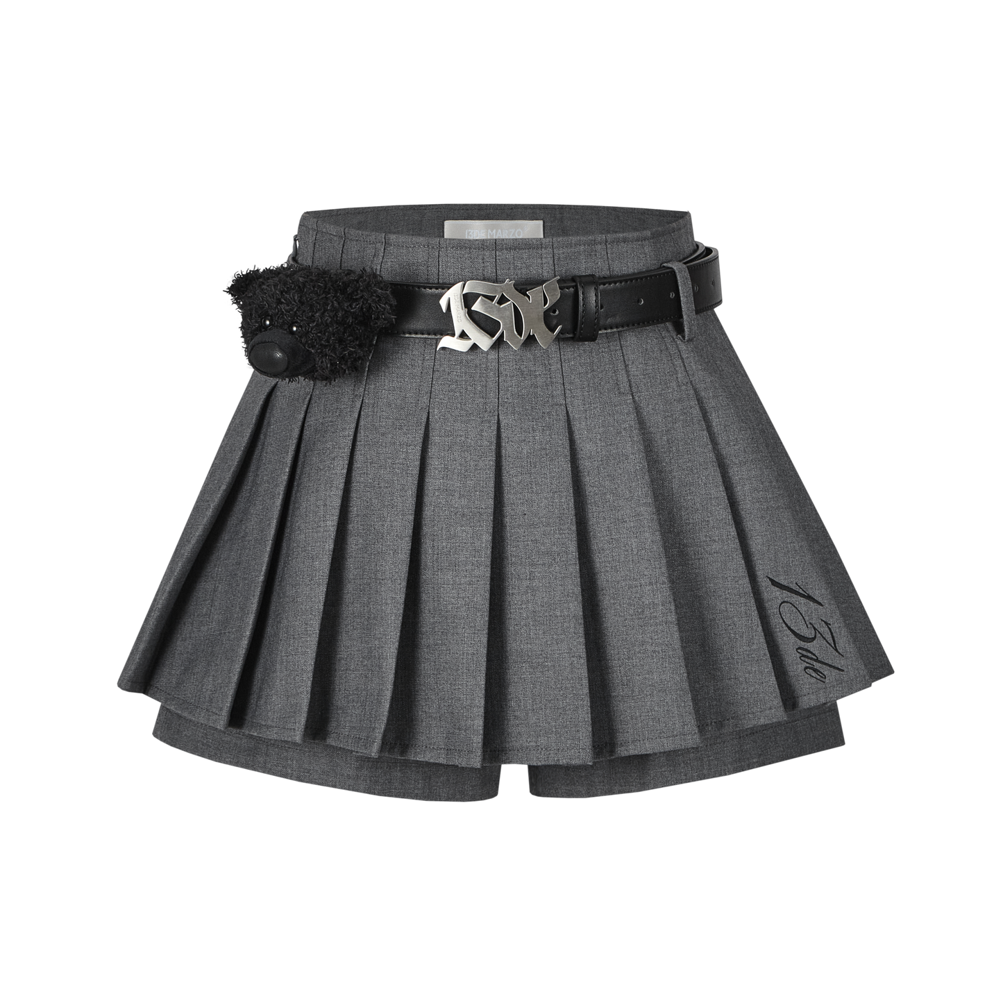 13DE MARZO High Waist Belt Pleated Skirt