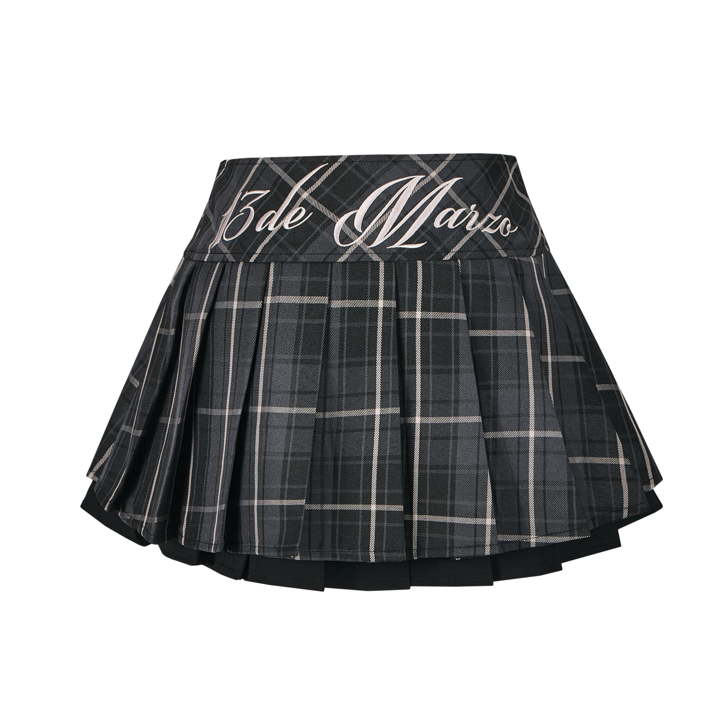 13DE MARZO Plaid Low Waist Pleated Skirt