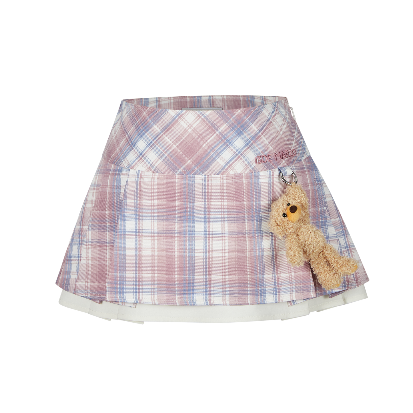 13DE MARZO Plaid Low Waist Pleated Skirt