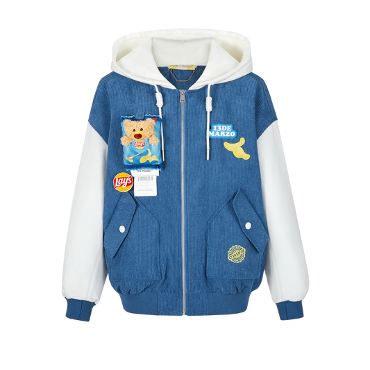 13DE MARZO Lay's Bear Corduroy Baseball Jacket