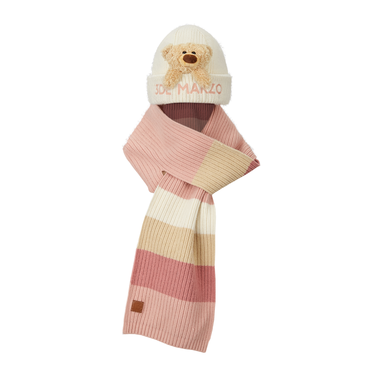 13DE MARZO Bear Skiing Scarf Beanie