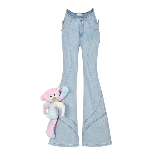 13DE MARZO Crystal Erosion Bear Jeans