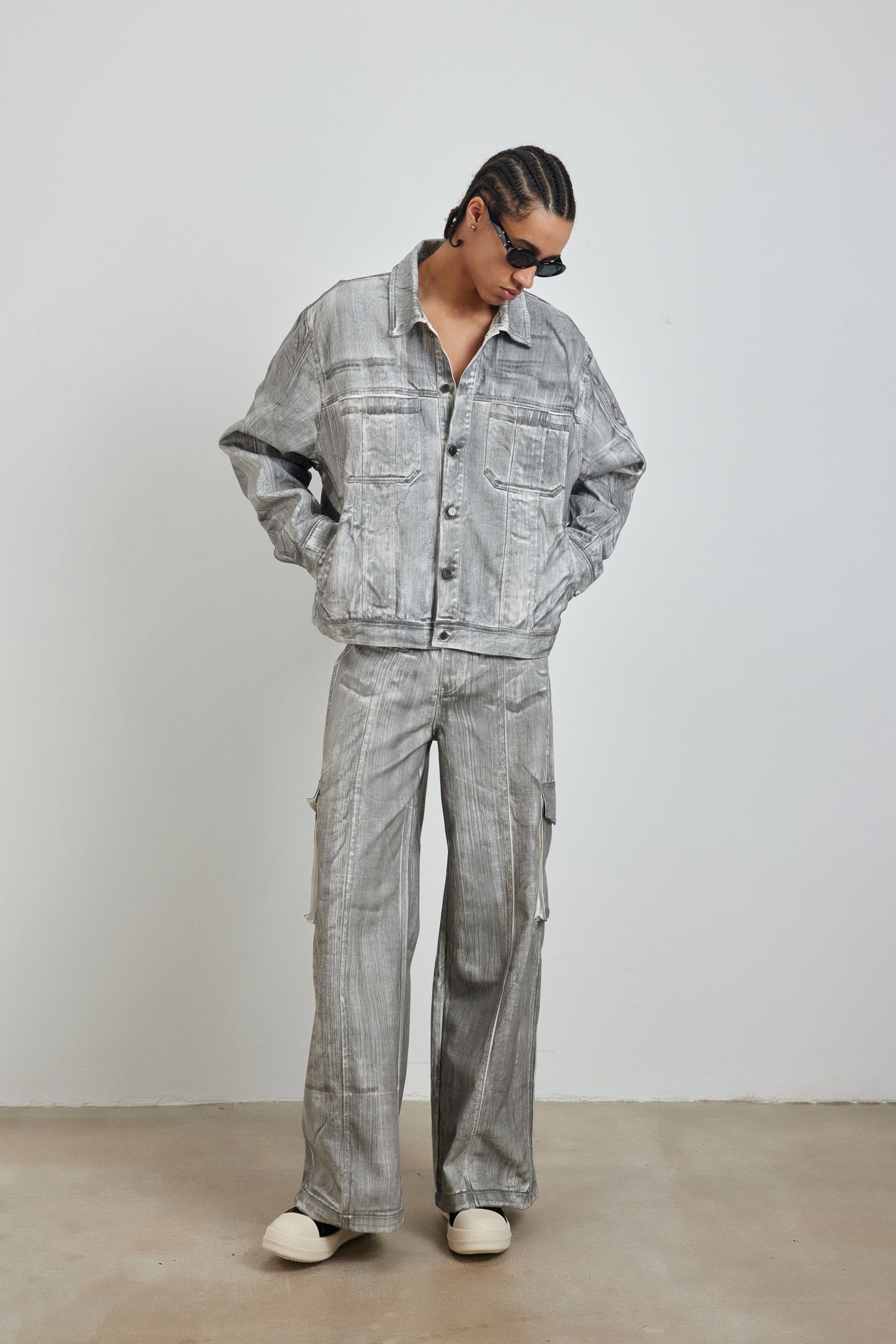 YJ1NGZYZJ Scrawl Wide-Leg Cargo Jeans