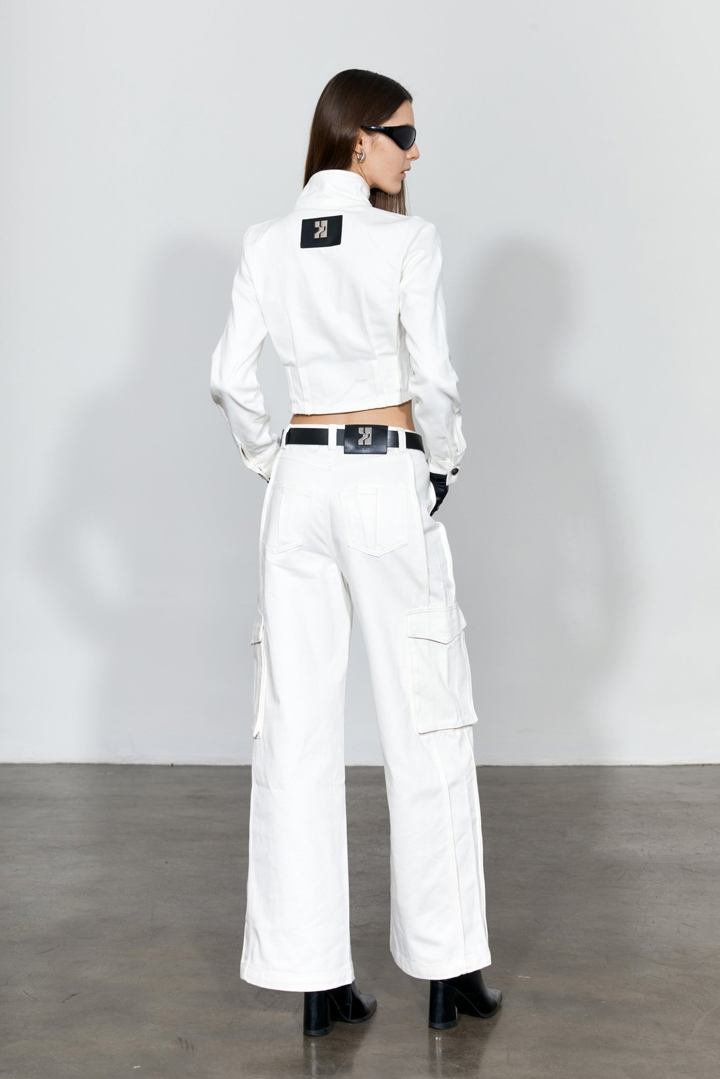 YJ1NGZYZJ White Wide-Leg Cargo Jeans