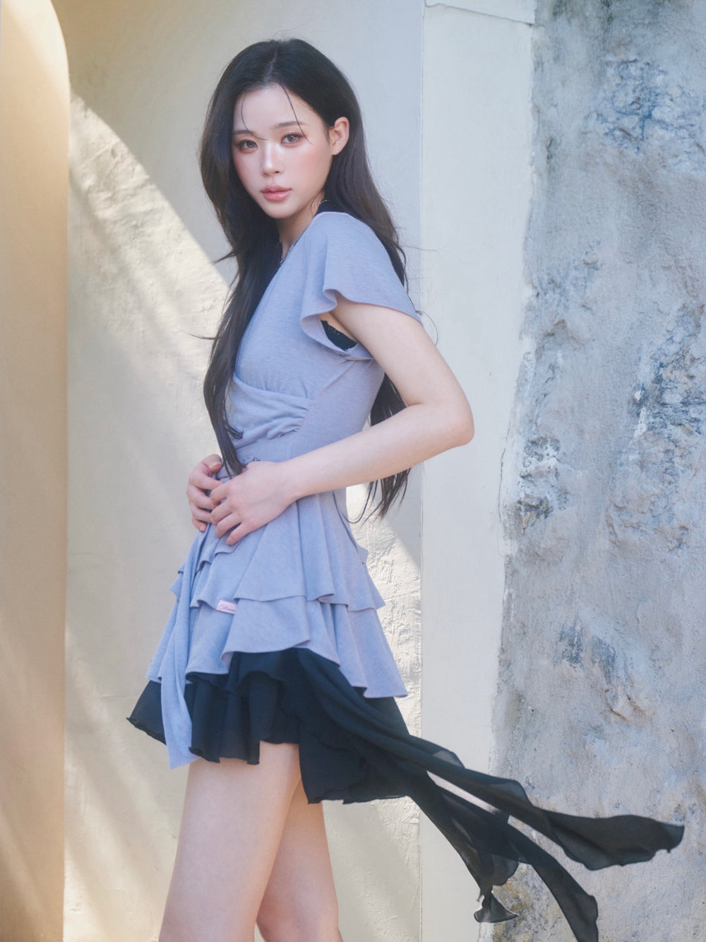 Newalrin Swan Draping Shawl Blouse