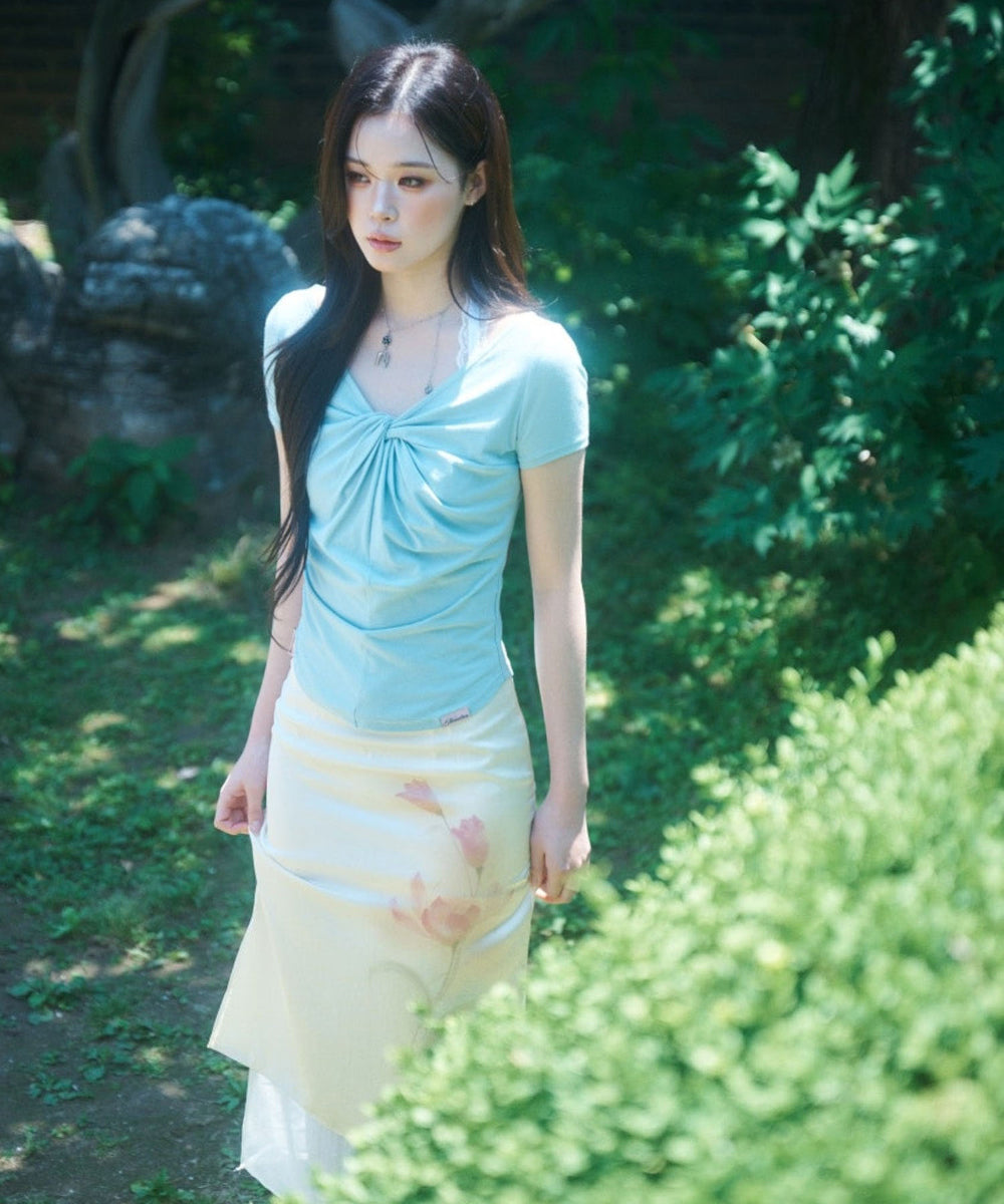 Newalrin Luna Summer Twisted Shirring Top
