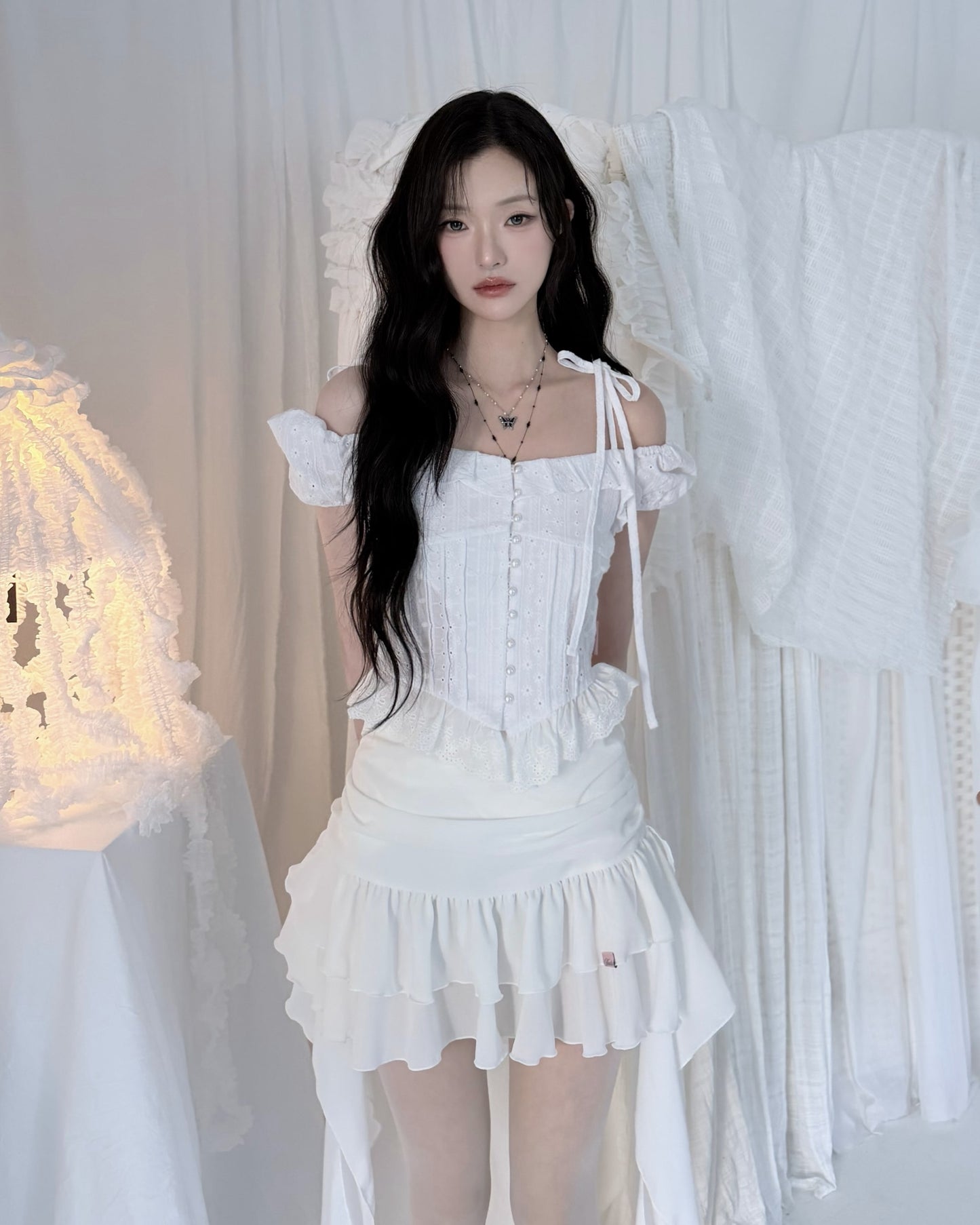 Newalrin Tutu Chiffon Winged Shirred Skirt