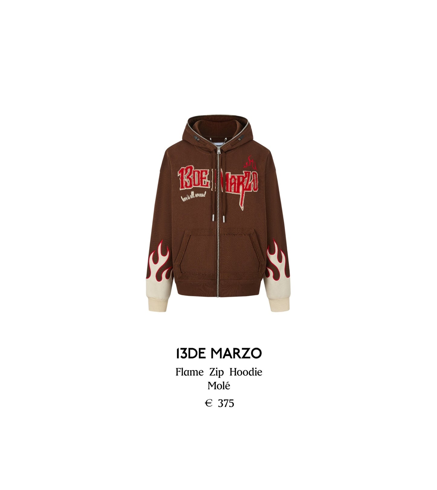 13DE MARZO Flame Zip Hoodie