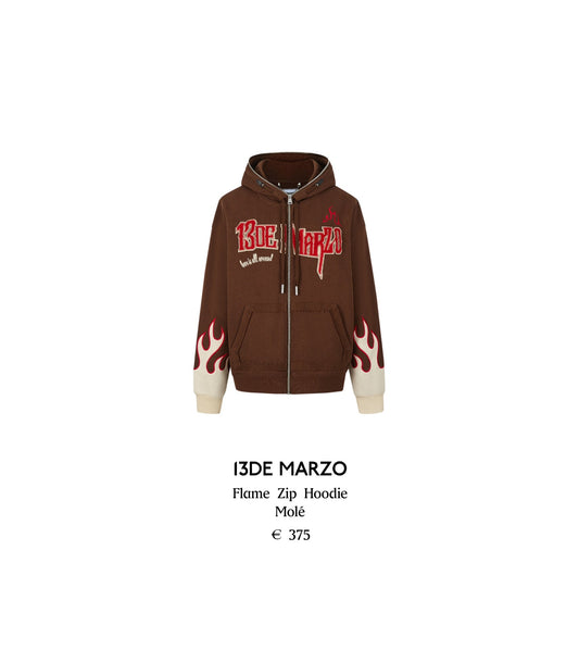 13DE MARZO Flame Zip Hoodie