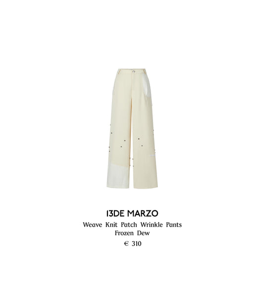 13DE MARZO Weave Knit Patch Wrinkle Pants