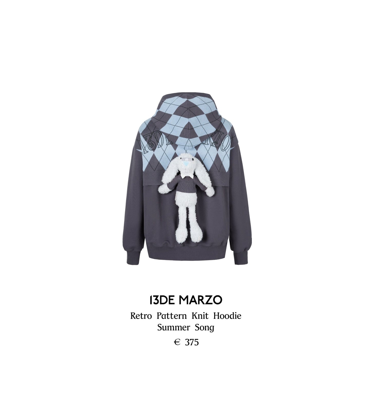 13DE MARZO Retro Pattern Knit Hoodie