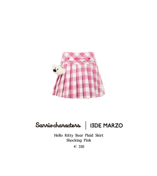 13DE Marzo Hello Kitty Bear Plaid Skirt