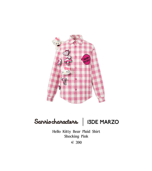 13DE Marzo Hello Kitty Bear Plaid Shirt