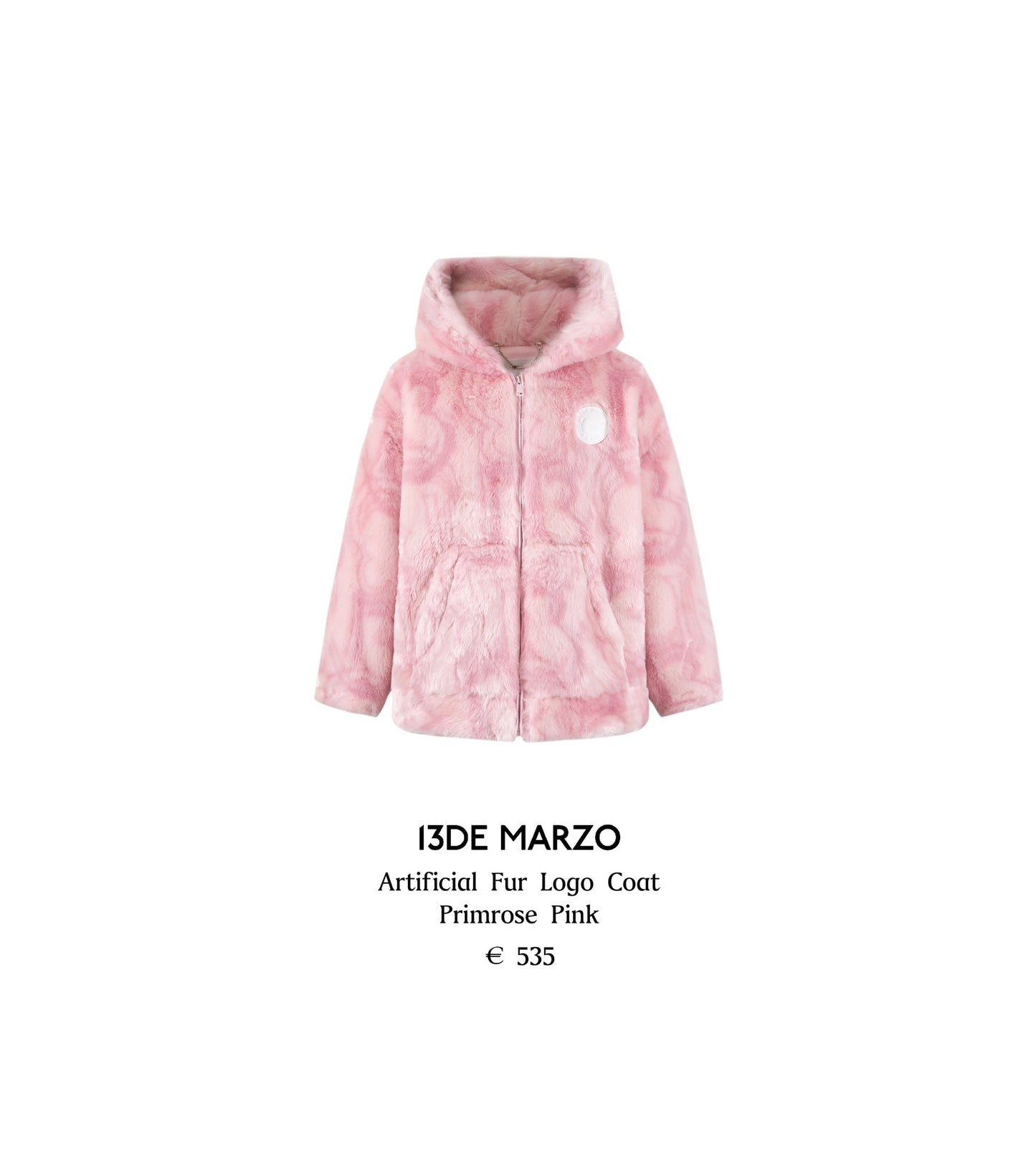 13DE MARZO Artificial Fur Logo Coat