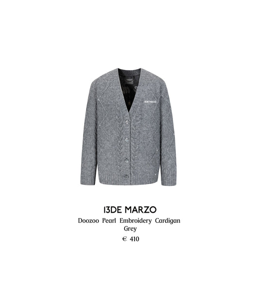 13DE MARZO Doozoo Pear Embroidery Cardigan